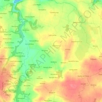 Mapa topográfico Squern, altitude, relevo