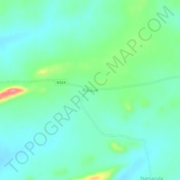 Mapa topográfico Ribaue, altitude, relevo