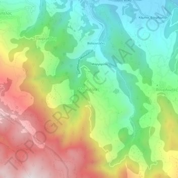 Mapa topográfico Manolates, altitude, relevo