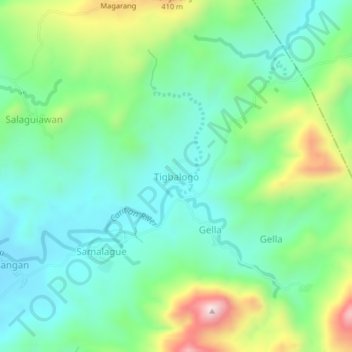 Mapa topográfico Tigbalogo, altitude, relevo