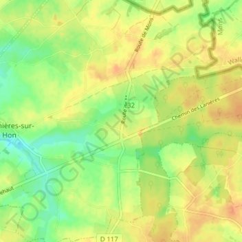 Mapa topográfico Malplaquet, altitude, relevo