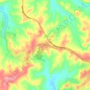 Mapa topográfico Bena, altitude, relevo
