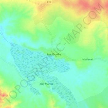 Mapa topográfico Rey Bouba, altitude, relevo