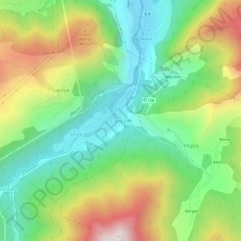 Mapa topográfico Capoulet, altitude, relevo