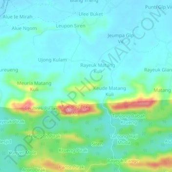 Mapa topográfico Blang, altitude, relevo
