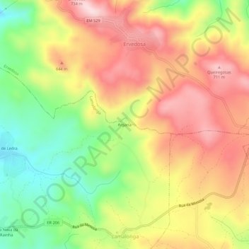 Mapa topográfico Argana, altitude, relevo