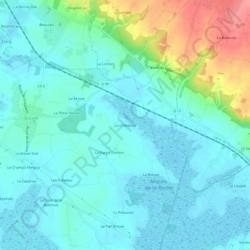 Mapa topográfico La Chênelais, altitude, relevo