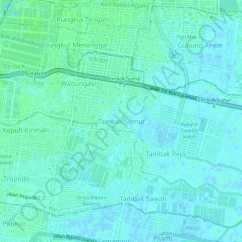 Mapa topográfico Tambak Sumur, altitude, relevo
