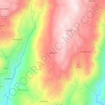 Mapa topográfico Juguelhe, altitude, relevo