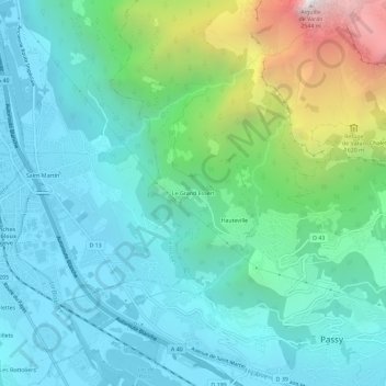 Mapa topográfico Le Grand Essert, altitude, relevo