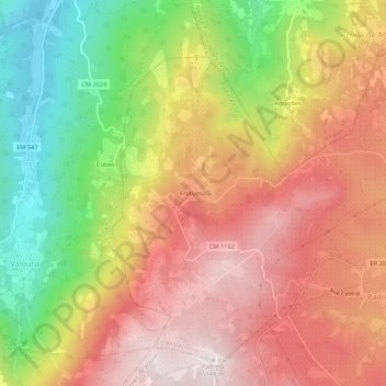 Mapa topográfico Frutuoso, altitude, relevo
