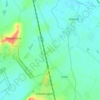 Mapa topográfico Horton, altitude, relevo