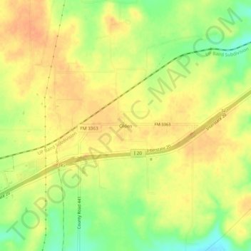 Mapa topográfico Olden, altitude, relevo