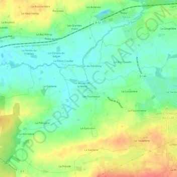 Mapa topográfico La Motte, altitude, relevo