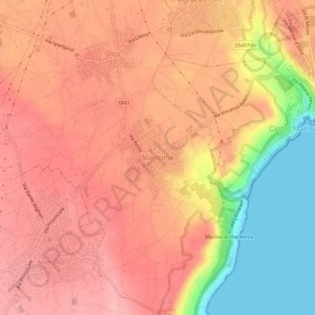Mapa topográfico Marittima, altitude, relevo