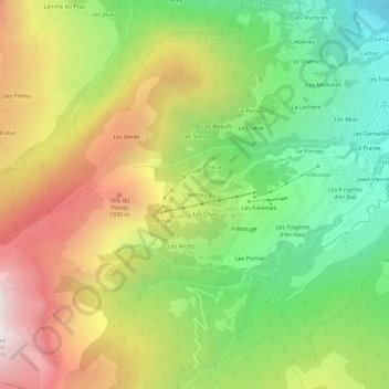 Mapa topográfico L'Herney, altitude, relevo