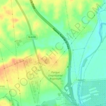 Mapa topográfico El Peral, altitude, relevo