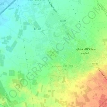 Mapa topográfico Ben Annfer, altitude, relevo