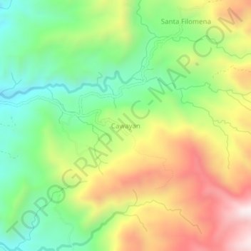 Mapa topográfico Cawayan, altitude, relevo