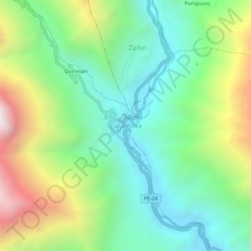 Mapa topográfico Calachota, altitude, relevo
