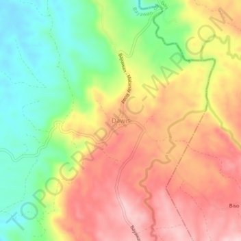 Mapa topográfico Dawis, altitude, relevo