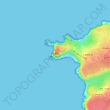 Mapa topográfico Pointe de Dinan, altitude, relevo