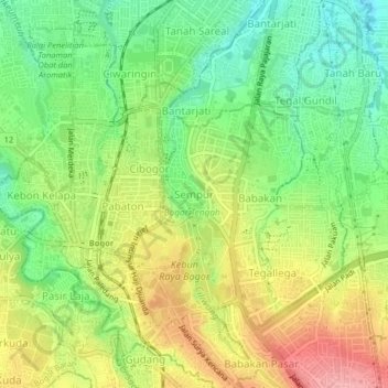 Mapa topográfico Sempur, altitude, relevo