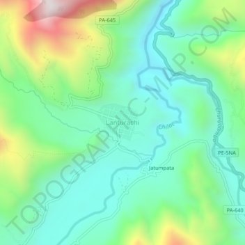 Mapa topográfico Lanturachi, altitude, relevo