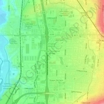 Mapa topográfico Draper Commercial Parkway, altitude, relevo