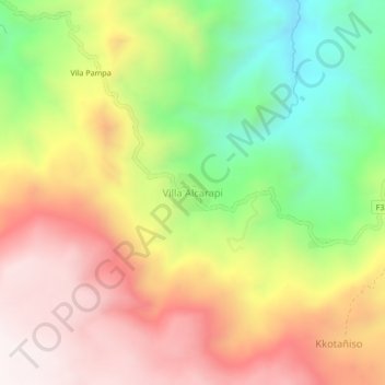 Mapa topográfico Villa Alcarapi, altitude, relevo