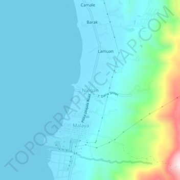 Mapa topográfico Niogan, altitude, relevo