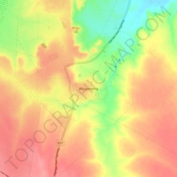 Mapa topográfico Woomera, altitude, relevo