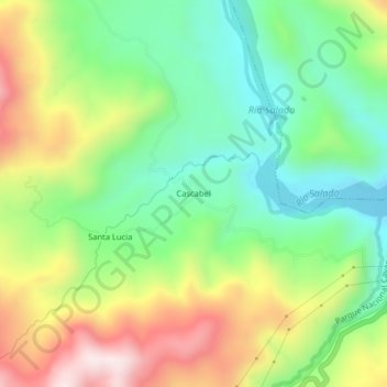Mapa topográfico Cascabel, altitude, relevo