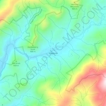 Mapa topográfico Allegheny, altitude, relevo