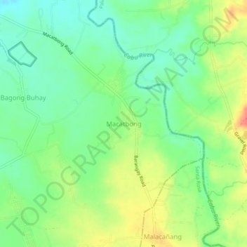 Mapa topográfico Macatbong, altitude, relevo