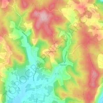 Mapa topográfico La Penchénerie, altitude, relevo