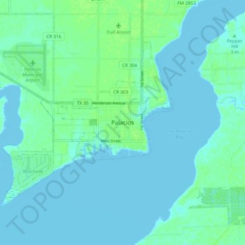 Mapa topográfico Palacios, altitude, relevo