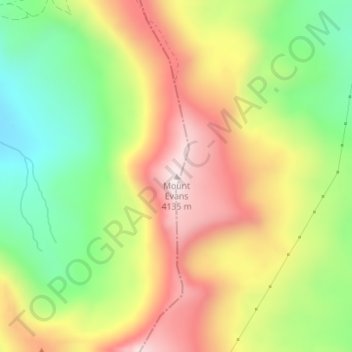 Mapa topográfico Mount Evans, altitude, relevo