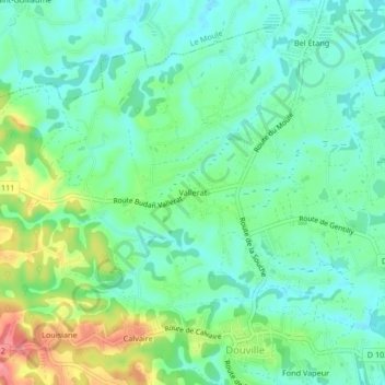 Mapa topográfico Vallerat, altitude, relevo