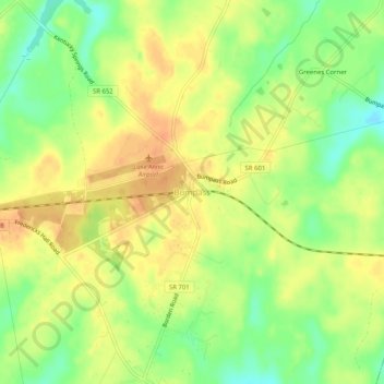 Mapa topográfico Bumpass, altitude, relevo