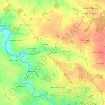 Mapa topográfico La Lerandière, altitude, relevo