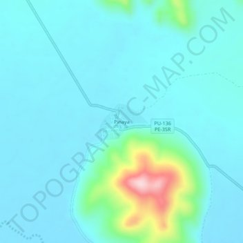 Mapa topográfico Pinaya, altitude, relevo