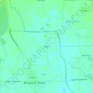 Mapa topográfico Pawas, altitude, relevo