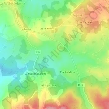 Mapa topográfico Charneuve, altitude, relevo