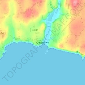Mapa topográfico Annestown, altitude, relevo