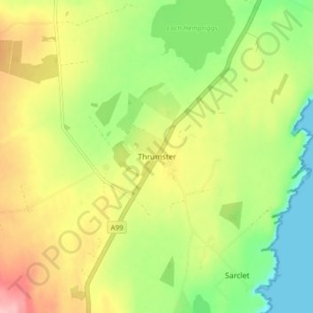 Mapa topográfico Thrumster, altitude, relevo