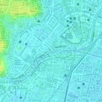 Mapa topográfico Taman Ronggolawe, altitude, relevo