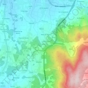 Mapa topográfico Constenla, altitude, relevo