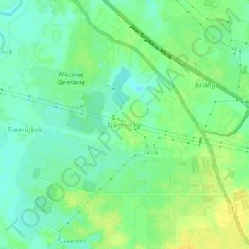 Mapa topográfico Nambo Ilir, altitude, relevo