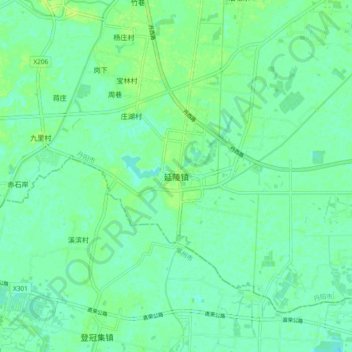 Mapa topográfico 延陵镇, altitude, relevo